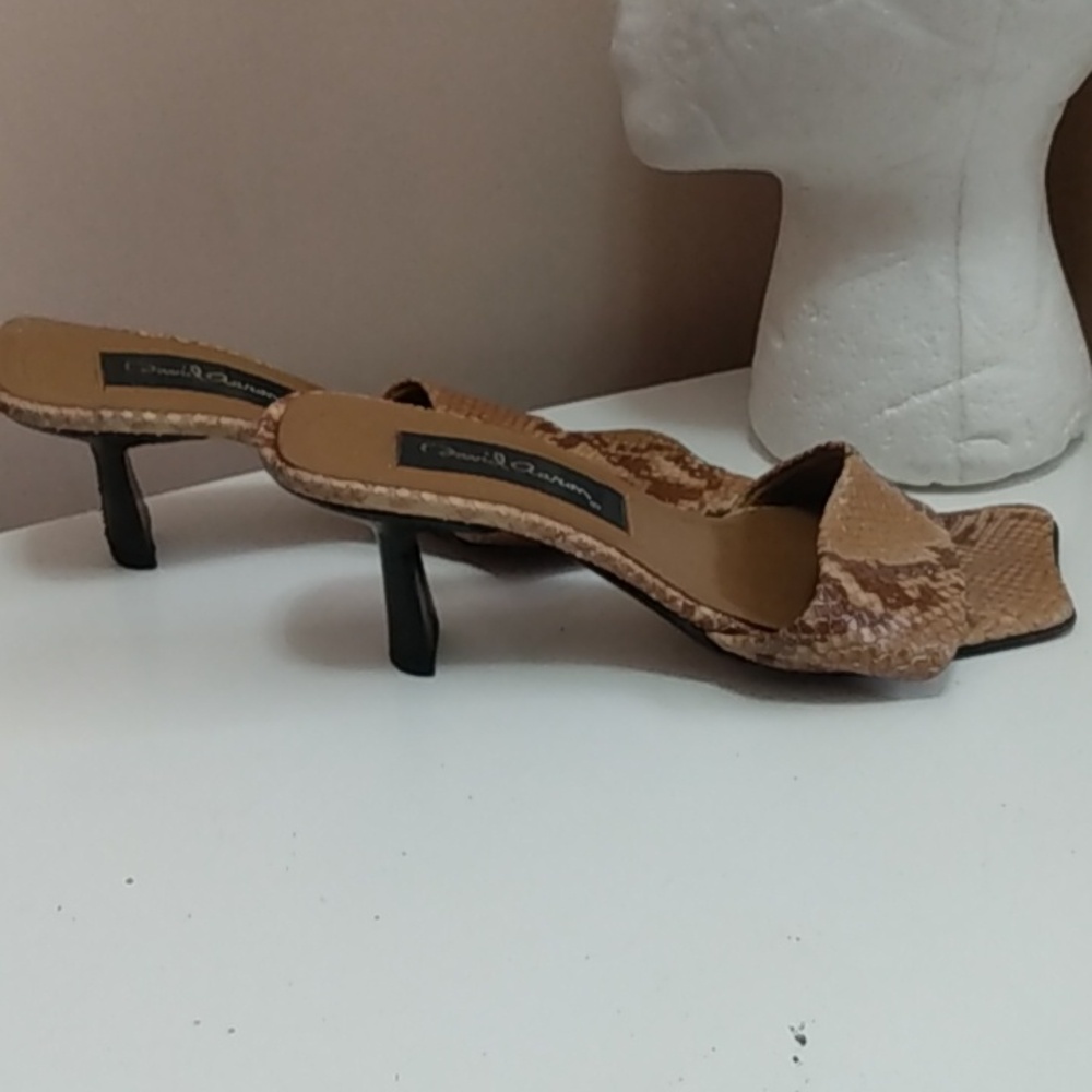 Vintage Python Snake Texture Brown Mule Sandals S… - image 3